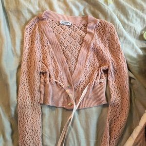 Pink glittery half knit top
